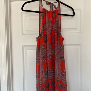 Printed orange dress with open back